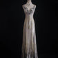 Silver tulle beaded, shiny and gorgeous, Galaxy Heavy Vintage double-shouldered Gatsby-style dress, ball gown, evening gown, party dress nv5207