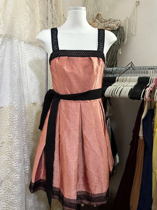 Orange-pinkes Vintage-Kurzes Satin-Heimkehrkleid, Geburtstagspartykleid, NV5089
