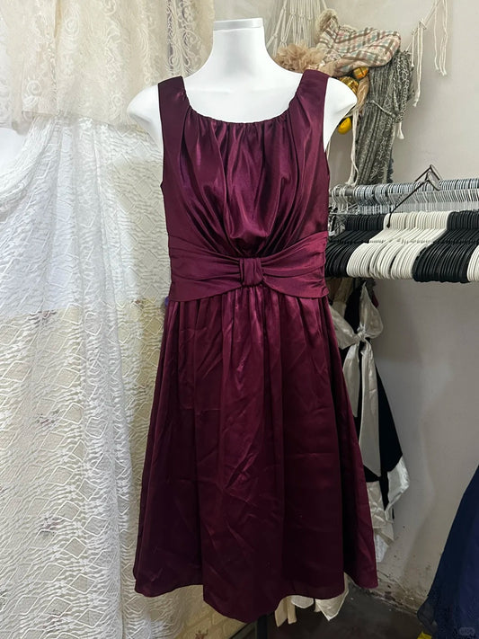 Burgunderrotes Vintage-Kurzes Satin-Heimkehrkleid, Geburtstagspartykleid, NV5088