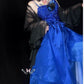 Robe de soirée longue en tulle bleu, magnifique et exquise, avec perles, nv4376