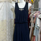 Robe de soirée courte en mousseline de soie bleu marine vintage, robe de soirée d'anniversaire nv5091