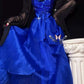 Robe de soirée longue en tulle bleu, magnifique et exquise, avec perles, nv4376