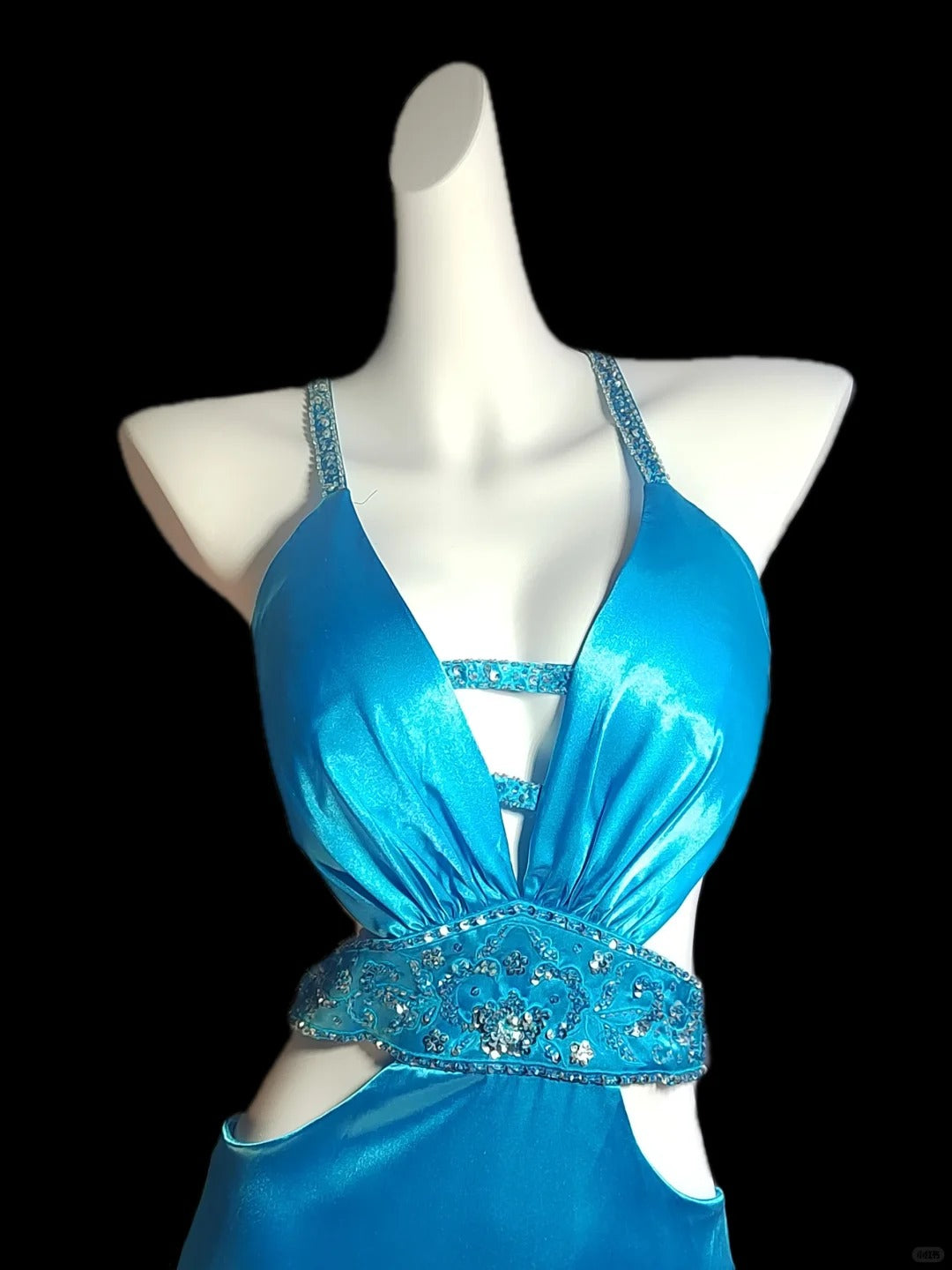 Robe de soirée sirène vintage bleu eau, perles exquises, élégante, dos nu, sexy, longue, en satin, longueur au sol, robe de bal, nv5235