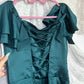 Robe de soirée courte en satin vert foncé vintage, robe de soirée d'anniversaire nv5087