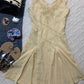 NiceVestidos--Short chiffon homecoming dress yellow exquisite floral beaded vest sleeveless dress vintage retro outfit girl dress NV5657