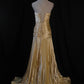 NiceVestidos - Robe de bal plissée croisée dorée, glamour et féerique, NV5786