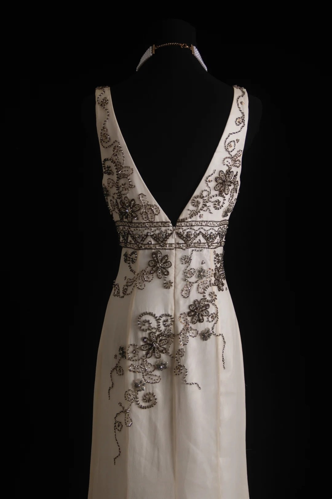 NiceVestidos - Robe vintage blanc cassé perlée, robe de bal longue perlée exquise, robe de remise de diplôme NV5860