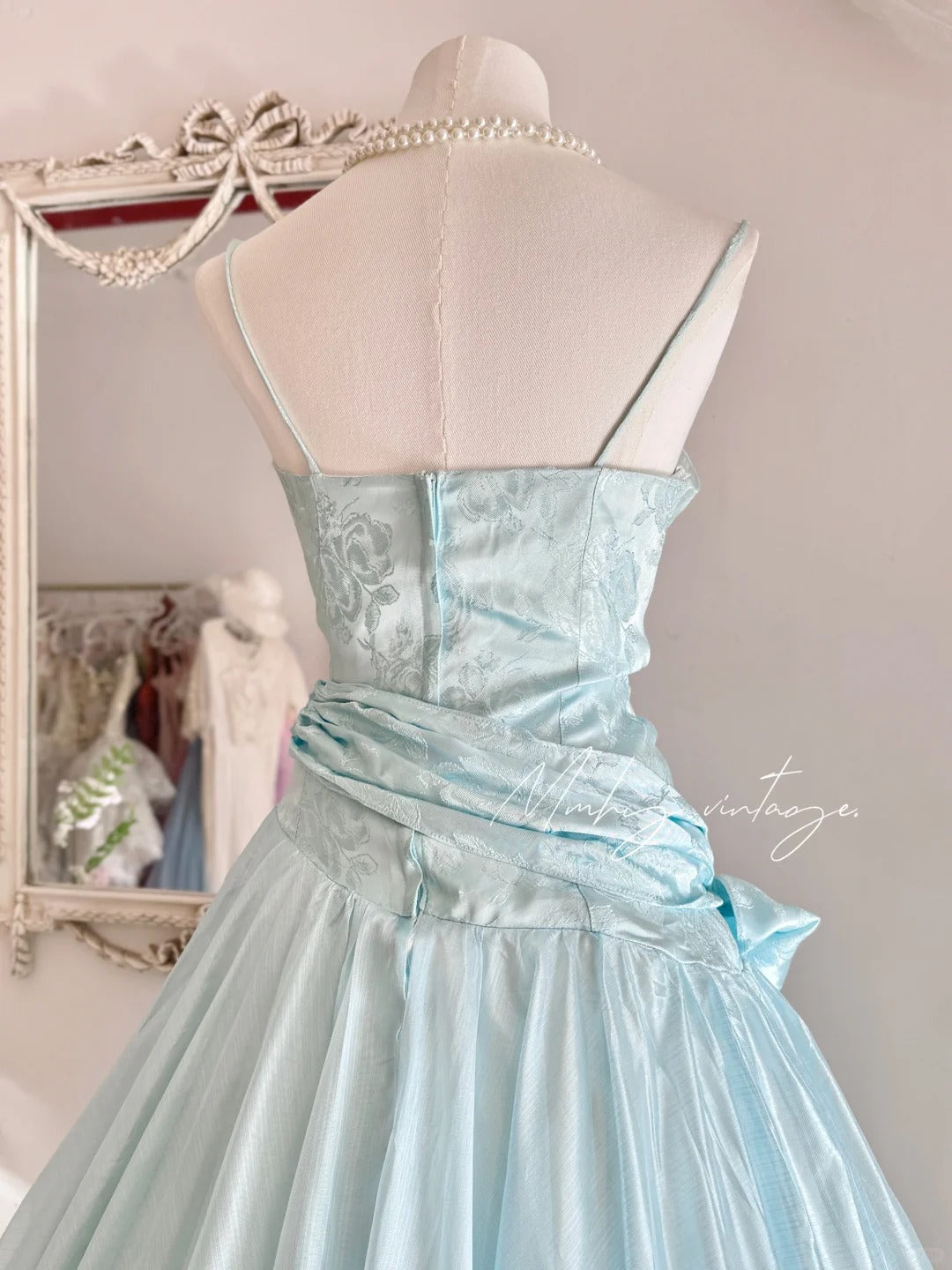 Robe de soirée longue en tulle bleu rétro, élégante, à bretelles spaghetti, style mignon, nv4088
