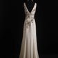 NiceVestidos - Robe vintage blanc cassé perlée, robe de bal longue perlée exquise, robe de remise de diplôme NV5860