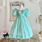 Robe de soirée courte en mousseline de soie, col babydoll et manches bouffantes, brodée de petites roses, style vintage élégant, robe de bal, robe de soirée, robe de bal, robe de demoiselle d'honneur ...