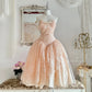 Robe de princesse élégante en dentelle, haut tube orange pêche, robe de bal mi-longue/courte, robe de soirée, robe d'anniversaire, robe de bal nv4096