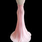 Robe de soirée élégante rose à bretelles, longue, style sirène, jupe queue de poisson, en mousseline, longueur au sol, traîne, robe de bal, robe de demoiselle d'honneur, robe de bal, nv3865
