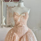 Robe de princesse élégante en dentelle, haut tube orange pêche, robe de bal mi-longue/courte, robe de soirée, robe d'anniversaire, robe de bal nv4096