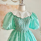 Robe de soirée courte en mousseline de soie, col babydoll et manches bouffantes, brodée de petites roses, style vintage élégant, robe de bal, robe de soirée, robe de bal, robe de demoiselle d'honneur ...