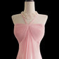 Robe de soirée élégante rose à bretelles, longue, style sirène, jupe queue de poisson, en mousseline, longueur au sol, traîne, robe de bal, robe de demoiselle d'honneur, robe de bal, nv3865