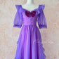 Traubenlila Retro-Mode Niedliche Puffärmel Holzohrkante Langes Tüll-Chiffon-Ballkleid Abendkleid Geburtstagsfeierkleid für Erwachsene nv4093