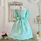 Robe de soirée courte en mousseline de soie, col babydoll et manches bouffantes, brodée de petites roses, style vintage élégant, robe de bal, robe de soirée, robe de bal, robe de demoiselle d'honneur ...