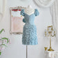 Robe courte en tulle et gaze, style rétro bleu brume, douce et mignonne, plissée, plumes lourdes, robe de bal, robe de soirée, robe de fête d'anniversaire, nv4089