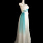 Robe de soirée longue en mousseline de soie, élégante, vintage, blanche et bleue, longueur au sol, robe de demoiselle d'honneur, nv5236