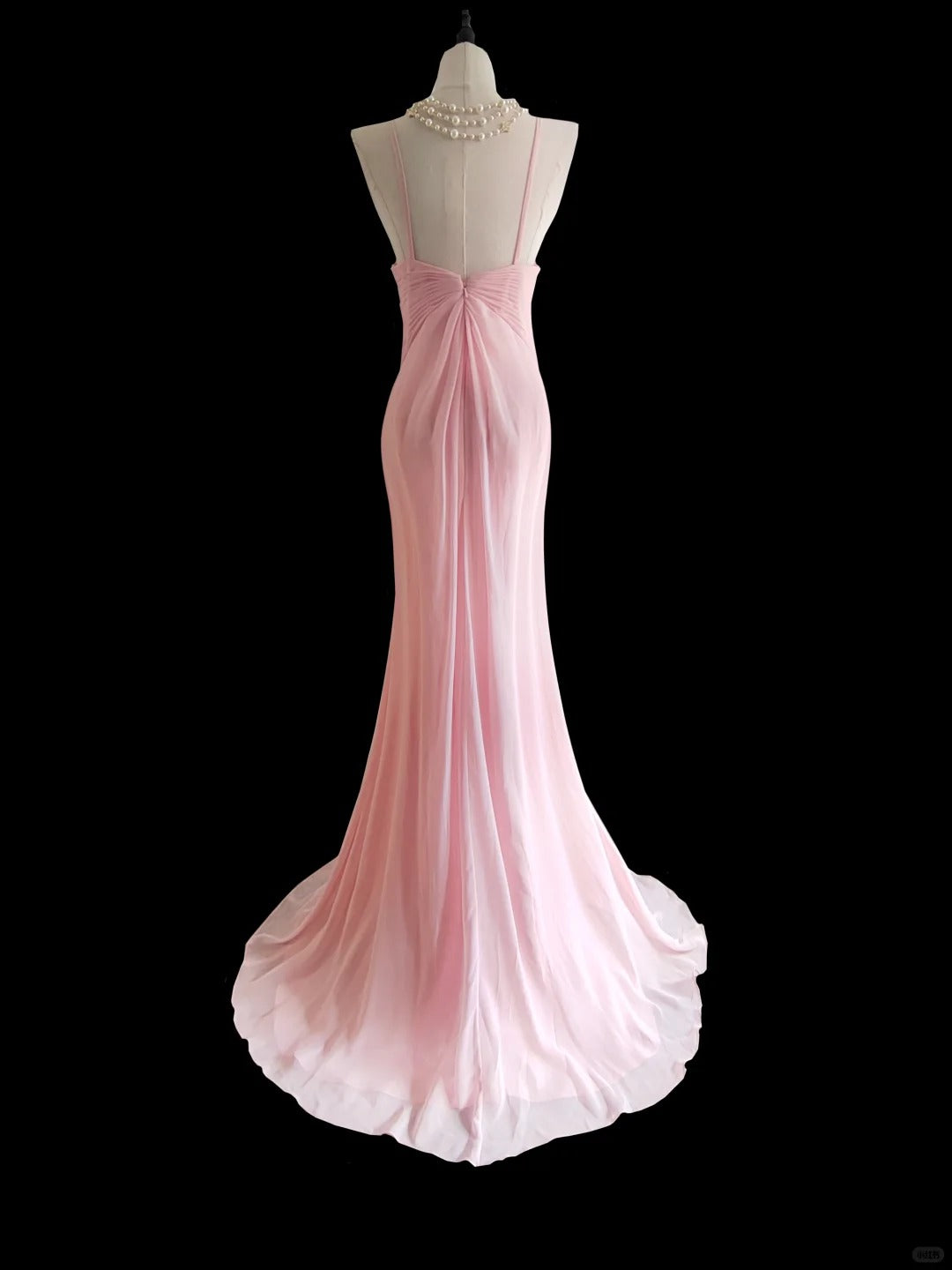 Rosa elegantes langes Chiffon-Ballkleid im Meerjungfrauenstil, NV5221