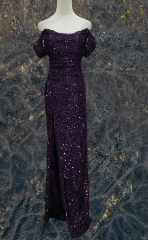 Blue/Purple Sparkling Elegant Long Sequined Ball Gown Evening Dress nv4924