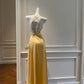 NiceVestidos - Robe de soirée longue à bretelles jaunes, robe de bal Hoco NV5487