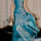 NiceVestidos – Ärmelloses, glänzendes, schmal geschnittenes, bodenlanges Abendkleid in Seeblau, NV5784