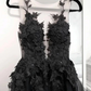Schwarzes langes Ballkleid aus Spitzentüll Schwarzes Abendkleid nv42
