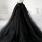 Schwarzes langes Ballkleid aus Spitzentüll Schwarzes Abendkleid nv42