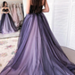 Grün/Lila Elegantes Spitzentüll A-Linie Langes Tüll Formales Ballkleid Abendkleid Sexy Rückenfreies Hochzeitskleid nv84