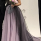 Grün/Lila Elegantes Spitzentüll A-Linie Langes Tüll Formales Ballkleid Abendkleid Sexy Rückenfreies Hochzeitskleid nv84