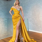 Gelbe lange formelle Abendkleider Ballkleid benutzerdefinierte Größe nv122