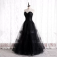 Robe de soirée longue en tulle noir nv39