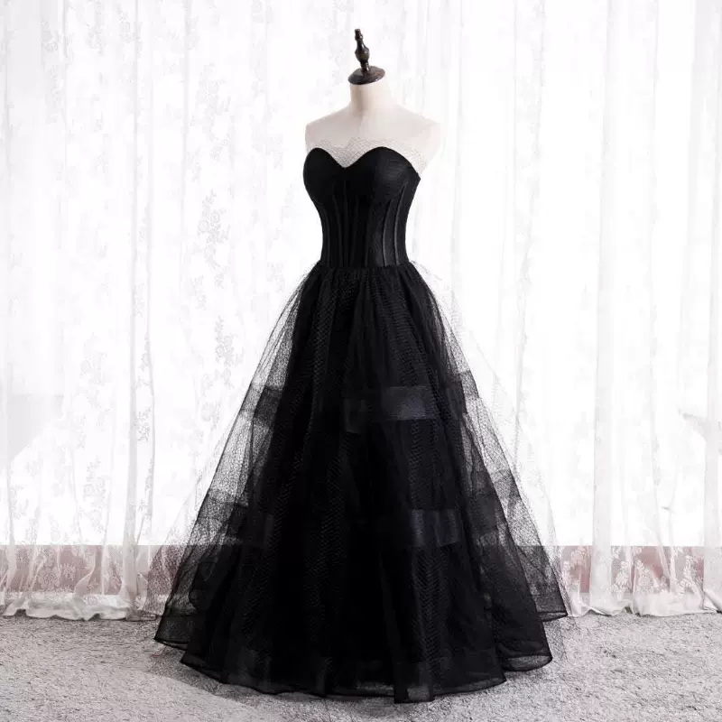 Black  tulle Long  prom dress evening dress nv39