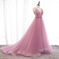 Rosa Tüll Langes Ballkleid Abendkleid nv98