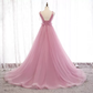 Rosa Tüll Langes Ballkleid Abendkleid nv98