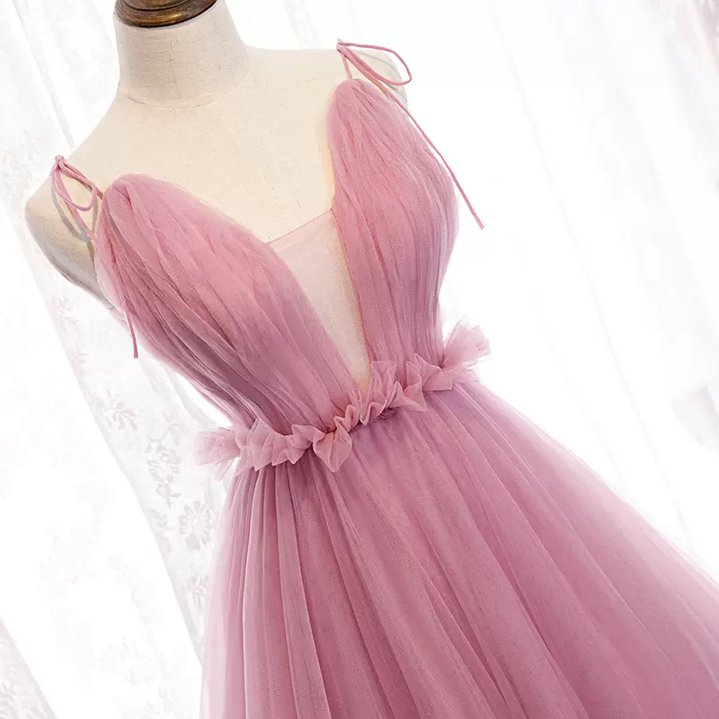 Pink tulle  Long  prom dress evening dress nv98