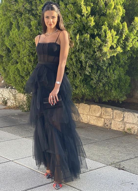 Schwarzes Ball-/Abendkleid, langes Abendkleid, nv703