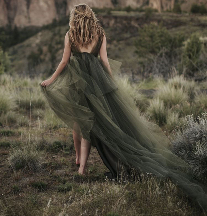 Robe de bal vert olive nv589