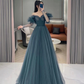 Blue/Pink Tulle Long Ball Gown A Line Evening Dress nv594