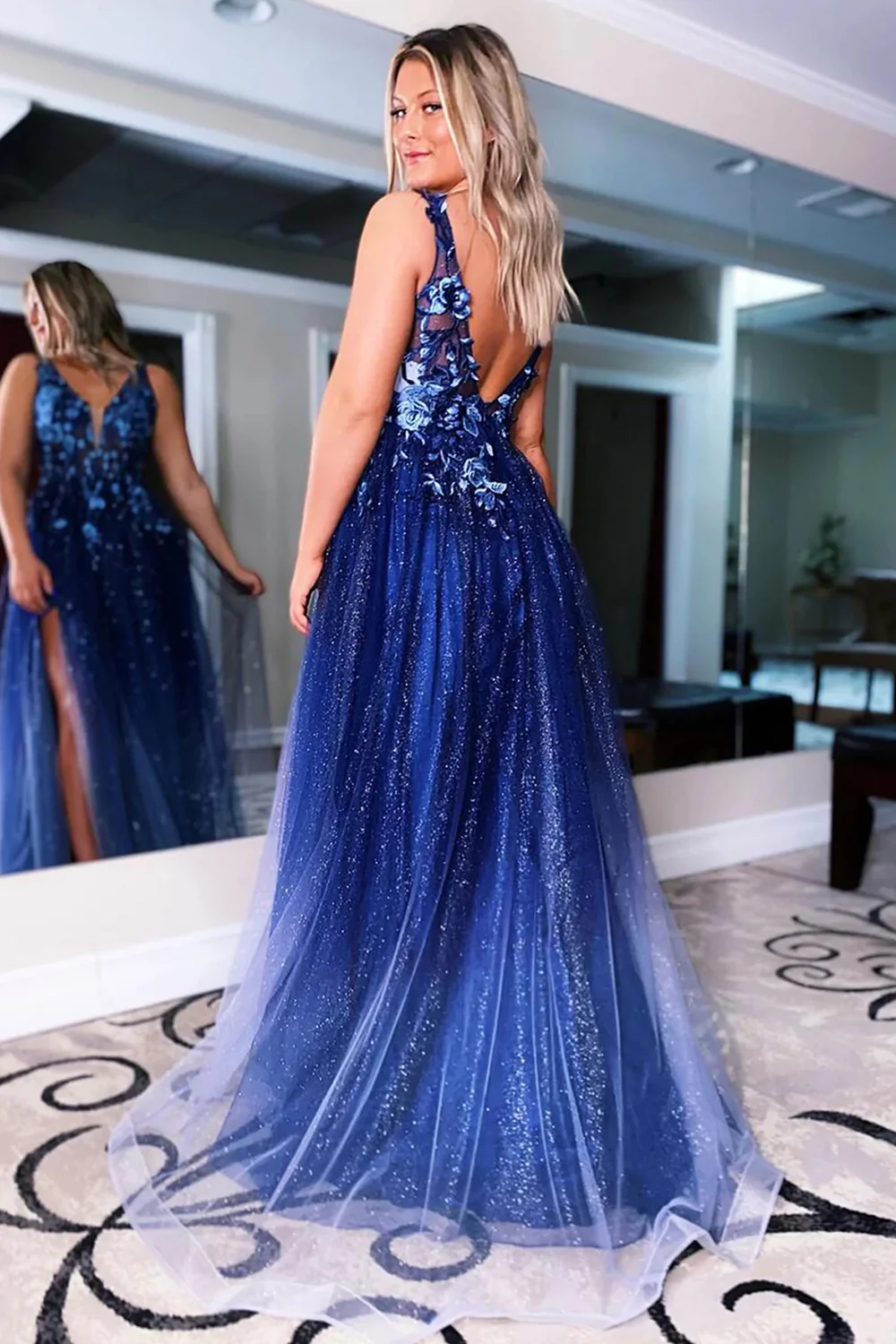 Sparkly Dark Red One Shoulder Sheath Long Prom Dress with Slit nv664