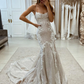 SUPERBE ROBE DE MARIÉE À PAILLETTES SANS MANCHES SIRÈNE À BRETELLES SPAGHETTInv754