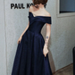 FANTASTISCHES ABENDKLEID A-LINIE BATEAU-AUSSCHNITT BODENLANG KURZE ÄRMEL SCHNÜRUNG PLISSIERTES SATIN-STOFF ABENDKLEID nv616