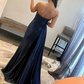 A-Linie Sweetheart Marineblau Langes Ballkleid mit Schlitz vorne nv648