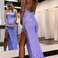 Sexy Spaghettiträger Ärmelloses Pailletten Ballkleid nv749