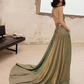 Unique backless long prom dress, green evening dress nv588