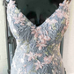 Robe de bal sirène grise élégante avec broderie nv866