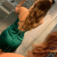 Etui-Linie Spaghettiträger Grün Kurzes Homecoming-Kleid,Sexy Rückenfreies Abendkleid Party Kurz nv727