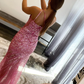 Sparkly Fuchsia One Shoulder Sequins Long Prom Dress with Slit nv753