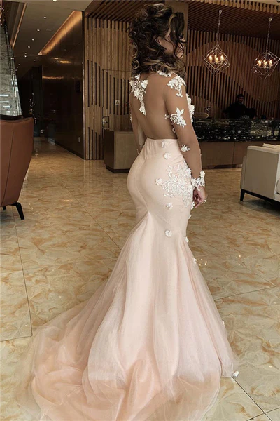 Ballkleid mit Meerjungfrauen-Spitze und Applikationen, V-Ausschnitt, Abendkleid, nv872